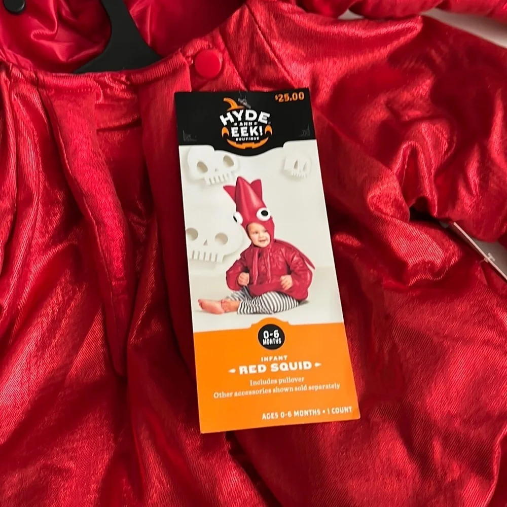 Unisex‎ Hyde And Eek Toddler Red Squid Costume Infant 0-6 Months NEW Red Lame